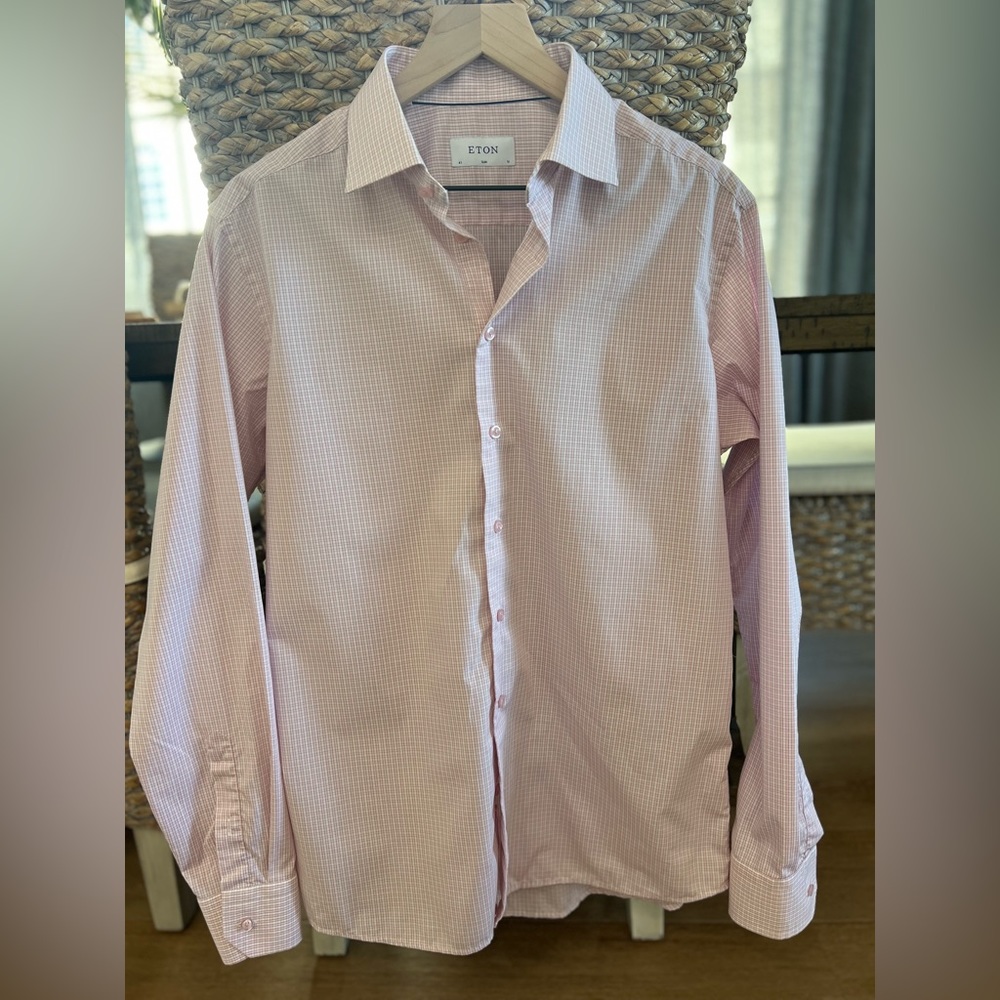 Eton Pink Plaid Button Down Dress Shirt